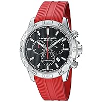 Raymond Weil Men's Tango 300 Swiss-Quartz Watch with Stainless Steel Strap, red, 20.3 (Model: 8560-SR2-20001)