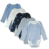 HonestBaby baby-boys Multi-pack Long Sleeve Bodysuits One-piece Organic Cotton for Infant Baby Boys, Unisex (Legacy)