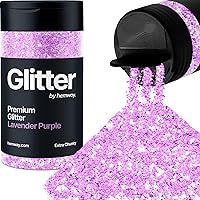 Hemway Lavender Purple Glitter Extra Chunky 115g/4.1oz Powder Metallic Resin Craft Glitter Flake Sequins for Epoxy Tumblers, Hair Face Body Eye Nail Art Festival, DIY Party Decorations Paint
