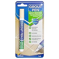 Grout Pen Cream Tile Paint Marker: Waterproof Grout Paint Pen, Tile Grout Colorant and Sealer Pen for Bathroom, Shower, Kitchen, More - Cream, Narrow 5mm Tip (7mL)