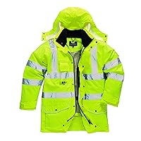 Portwest US427 Hi-Vis Waterproof 7-in-1 Traffic Safety Jacket Yellow, Small