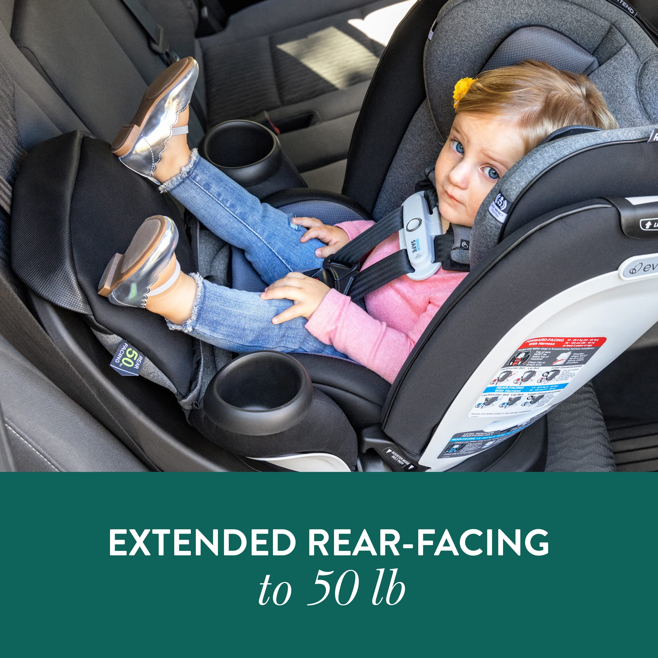 Evenflo Gold Revolve360 Extend All-in-One Rotational Car Seat with Green & Gentle Fabric (Emerald Green)