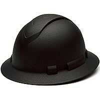 Pyramex Safety Ridgeline Full Brim Hard Hat, 4-Point Ratchet Suspension, Matte Black Graphite Pattern