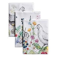 Maison d' Hermine Kitchen Towel 100% Cotton Set of 3 Soft, Absorbent Easter Bar Towel, Multi-Purpose Dish Cloth for Dining, Buffet Parties & Camping, Printemps - Spring/Summer