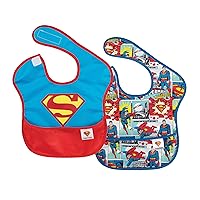 Bumkins Bibs for Girl or Boy, SuperBib Baby and Toddler for 6-24 Months, Essential Must Have for Eating, Feeding, Baby Led Weaning, Mess Saving, Waterproof Soft Fabric, 2-pk Batman and Superman