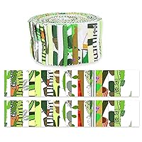 Soimoi 40Pcs Japanese Print Cotton Precut Fabrics for Quilting Craft Strips 2.5 inches Jelly Roll - Green
