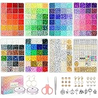 28,000pcs Clay Beads Bracelet Making Kit 144 Colors, 1000 Letter Beads, 100 Number Beads, Jewelry Making, 8 Trays Polymer Heishi Beads