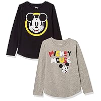 Amazon Essentials Disney | Marvel | Star Wars | Frozen | Princess Girls and Toddlers' Long-Sleeve T-Shirts, Pack of 2