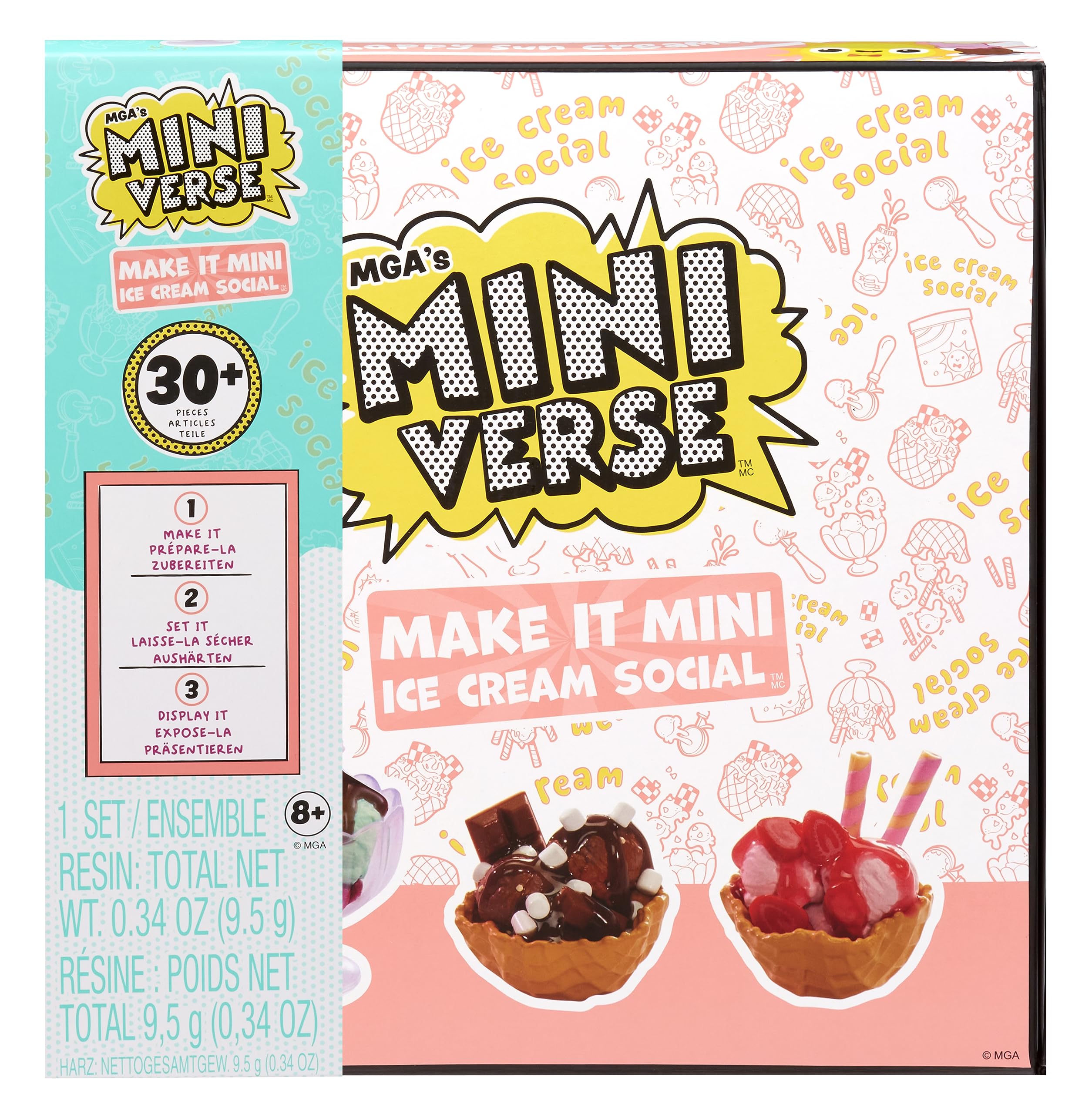 MGA's Miniverse Make It Mini Food Make It Mini Ice Cream Social Amazon Exclusive, Mini Collectibles, DIY, Resin Play, Replica Food, NOT Edible, Collectors, 8+