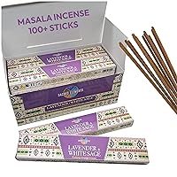 Lavender Incense Sticks with Sage - Masala Incense for Calming & Meditation Incense | Contains Earthy White Sage Incense, Perfect Housewarming or Fall Incense Sticks Gift (Inciensos Aromaticos)