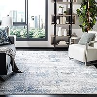 SAFAVIEH Amelia Collection Area Rug - 9' x 12', Ivory & Blue, Modern Abstract Design, Non-Shedding & Easy Care, Ideal for High Traffic Areas in Living Room, Bedroom (ALA700A)