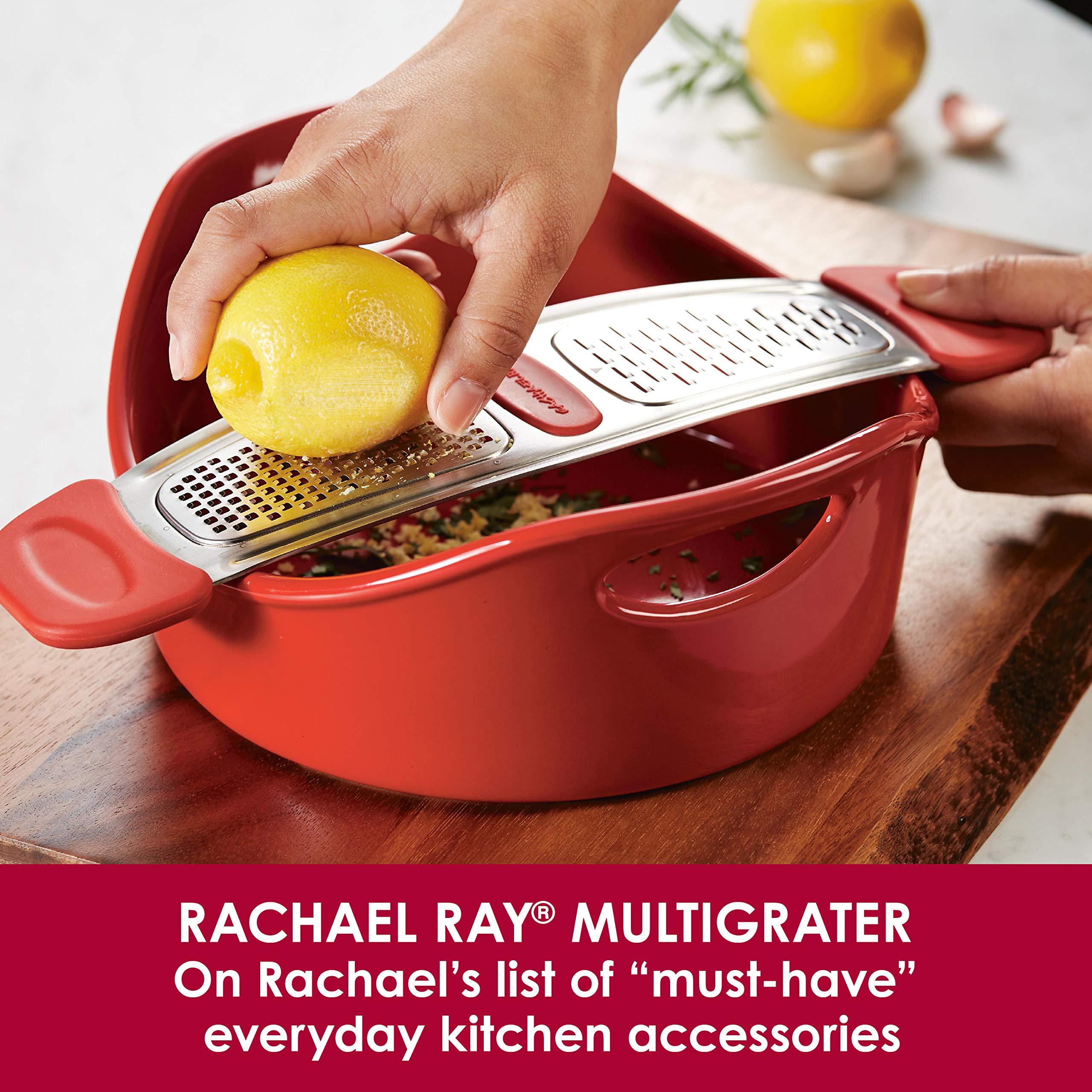 Rachael Ray Multi Stainless Steel Grater, Red Small