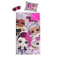 Idea Nuova LOL Surprise Giftable Sleepover Set with Sleeping Bag, Pillow & Bonus Eye Mask, Ages 3+, Pink, 26