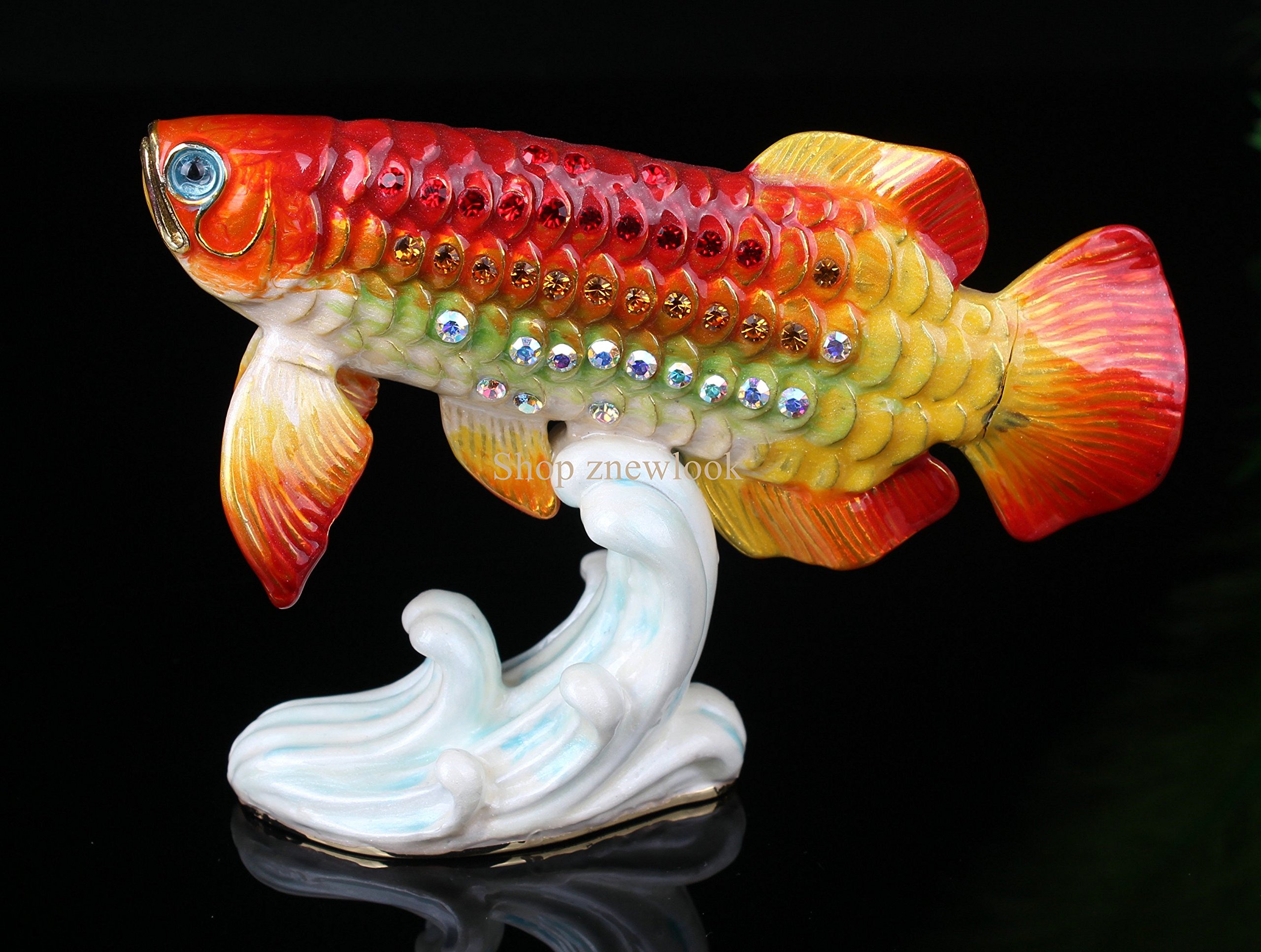 znewlook Fengshui Fairy Fish Jewelry Boxes Collectibles Fish SeriesTrinket Dressing Table Accessories(13 * 5 * 10 cm(L*W*H))