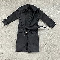 1/12 Scale Miniature Custom Handmade Black Fabric Wired Trench Coat for 6 inch Action Figure
