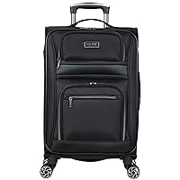 Kenneth Cole REACTION Rugged Roamer Lightweight Softside Expandable 8-Wheel Spinner Luggage, Black, 20-Inch Carry-On