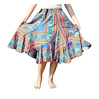 RaanPahMuang Patchwork Angle Carved Dashiki Print Short Gypsy Skirt Uneven Hem