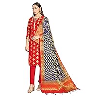 Women's Customized Stitched Indian Pakistani Dress || Banarasi Art Silk Readymade Woven Salwar Kameez & Dupatta Suit