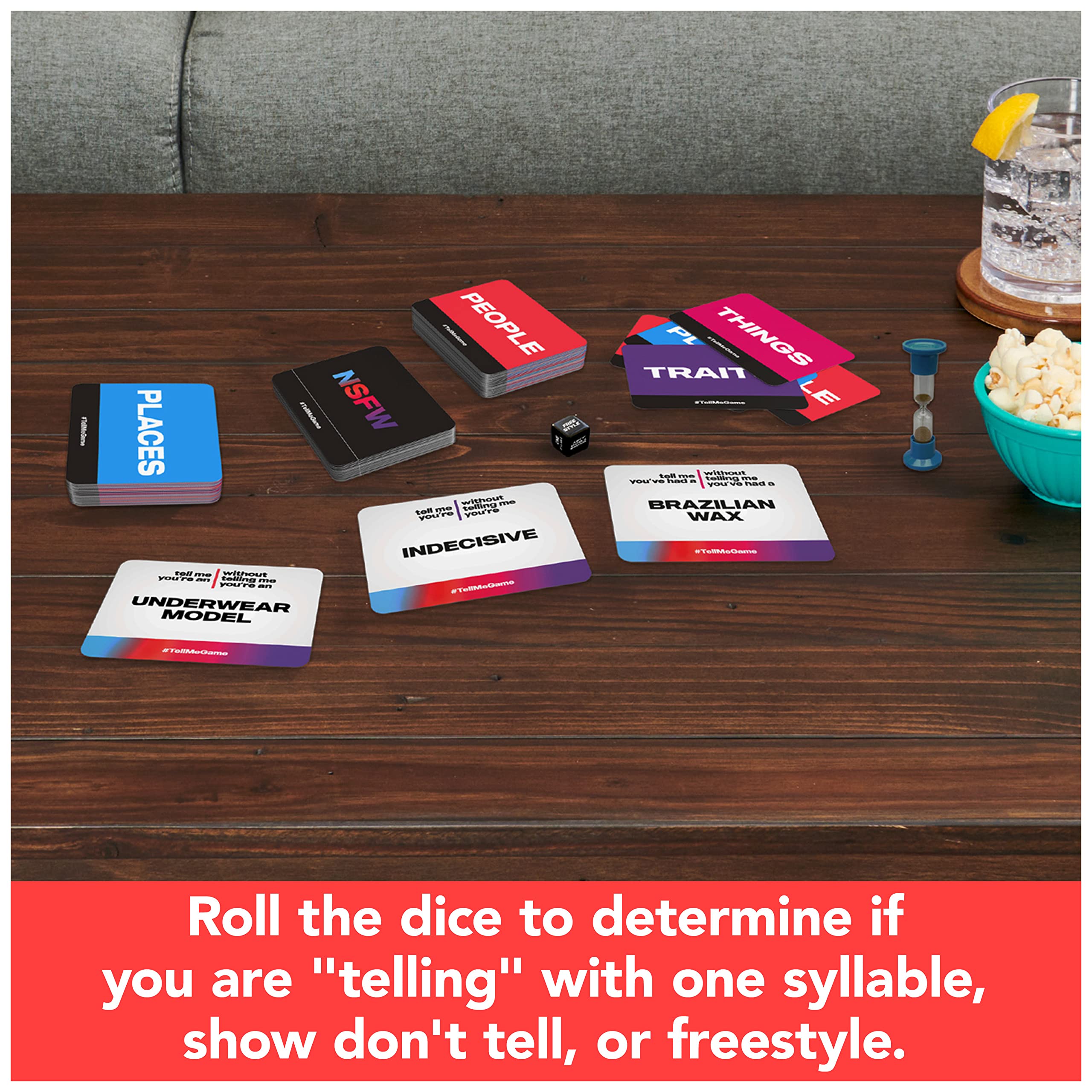 Spin Master Games Tell Me Without Telling Me - The Viral Trend, Now A Hilarious Party Game for Bachelorette, College, Birthdays, & More, for Adults Ages 18 and up