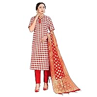 Elina fashion Women's Indian Pakistani Readymade Woven Dress| Banarasi Art Silk Salwar Kameez | Silk Dupatta Stitched Suit