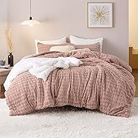 Bedsure Ultra Soft Faux Fur Queen Comforter Set - Cameo Rose Bedding Set with Shaggy Comforter and 2 Pillowcases