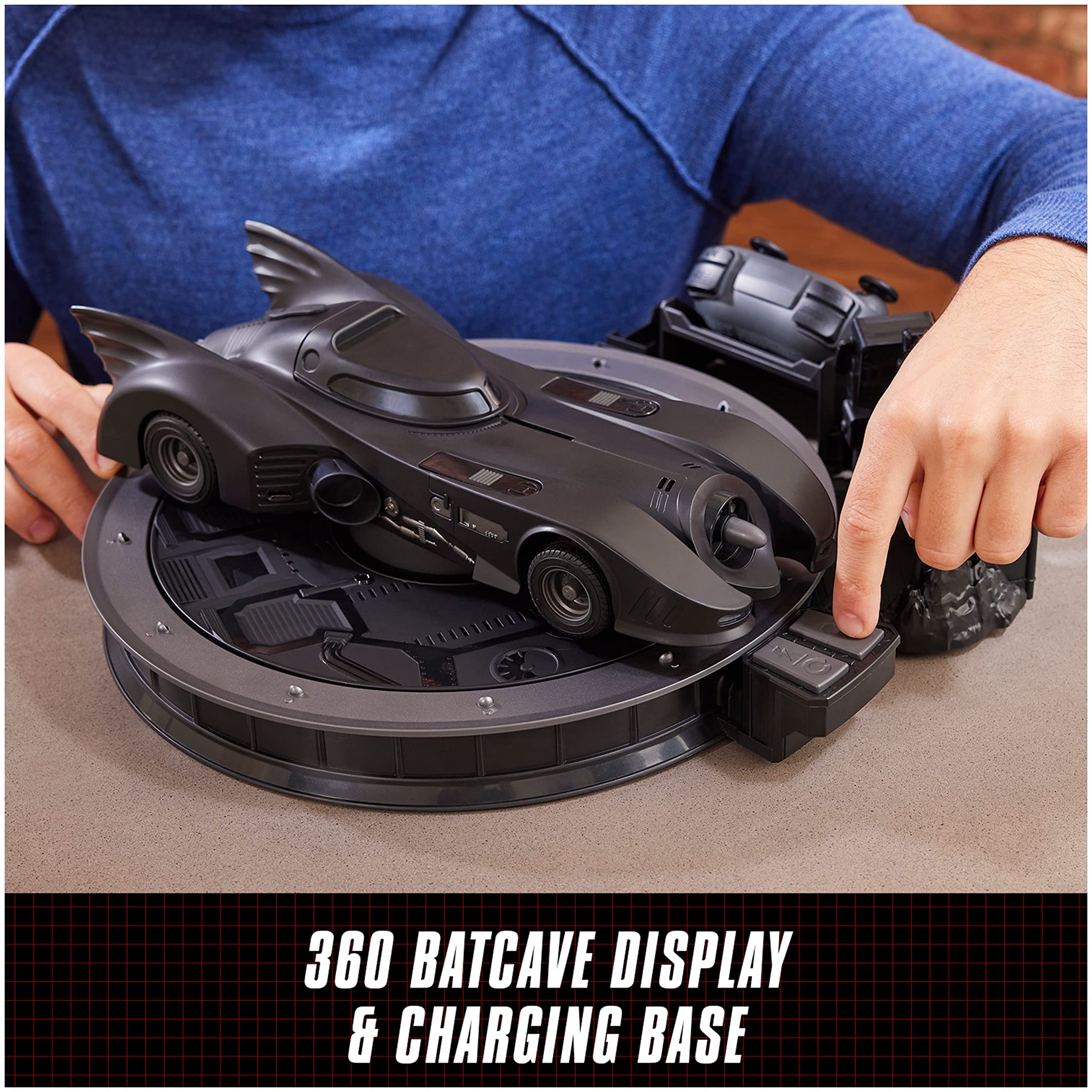 DC Comics, Official 1989 Batmobile RC, Exclusive Batman Figure, Limited Edition Collector's Item, Smoke Effects, Batcave Chargeable Base, Ages 14+
