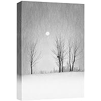SIGNWIN Canvas Print Wall Art Winter Snowstorm Forest Trees Nature Wilderness Illustrations Realism Decorative Landscape Rustic Black & White or Living Room, Bedroom, Office - 16