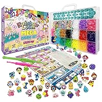 Rainbow Loom® Loomi-Pals™ MEGA Set, Features 60 Cute Assorted LP Charms, The New RL2.0, Happy Looms, Hooks, Alpha & Pony Beads, 5600 Colorful Bands All in a Carrying Case for Boys and Girls 7+