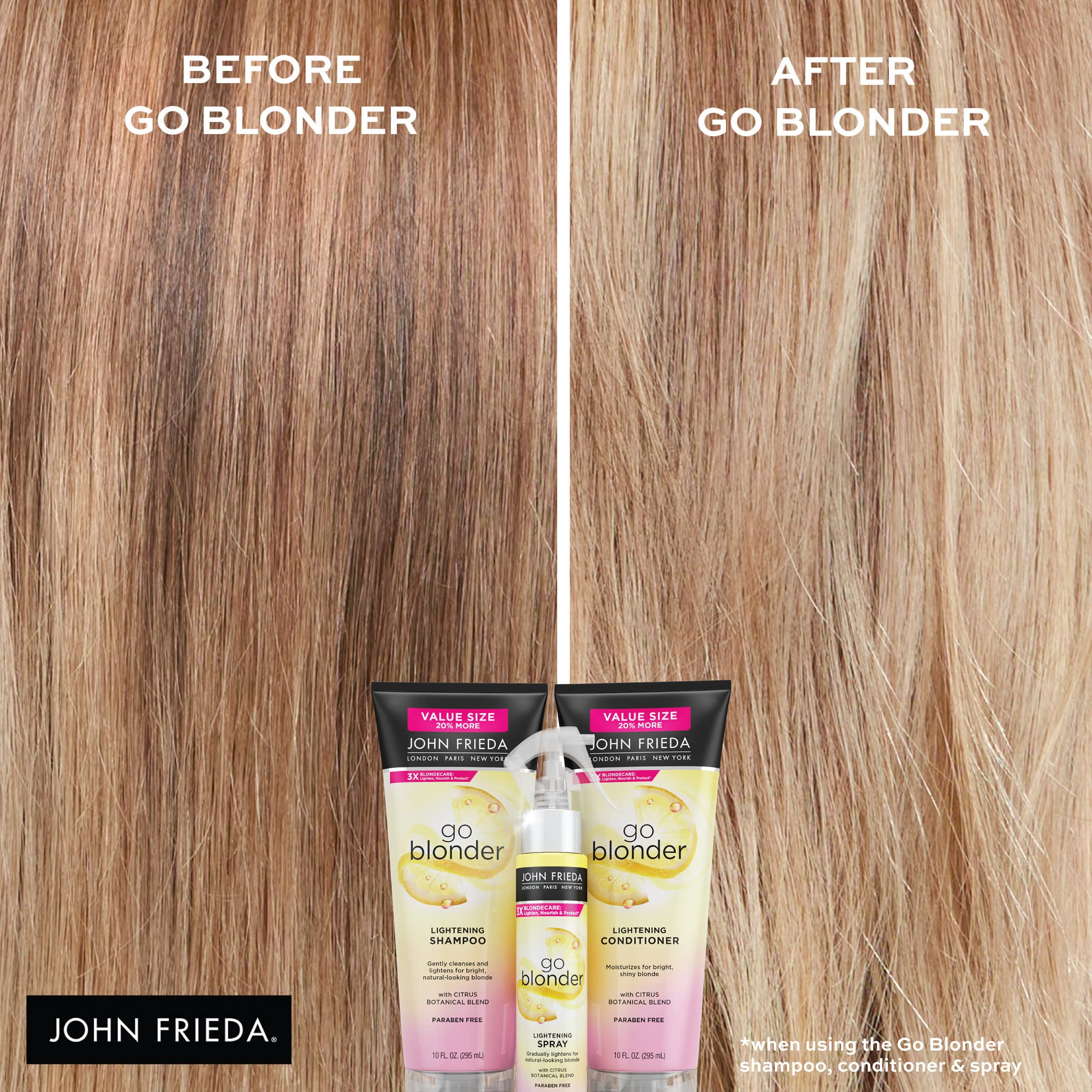 John Frieda Sheer Blonde Go Blonder Lightening Spray, Controlled Hair Lightener to Gradually Lighten Hair, with Citrus and Chamomile BlondMend Technology, 3.5 Ounce
