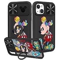 Jowhep (2in1) for iPhone 15 Plus Case Cartoon Cute for Girls Women Teen Kids Girly Phone Covers Fun Unique Kawaii Pattern Design with Slide Camera Cover+Ring Holder for i Phone 15Plus 6.7