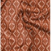 Soimoi Poly Canvas Brown Fabric by The Yard - 56 Inch Wide - Ikat Geometric Print Fabric - Ethnic and Bohemian Patterns for Trendy Projects Printed Fabric-Wm3V