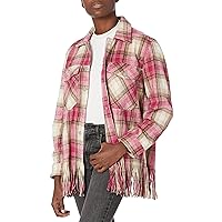 [BLANKNYC] womens Luxury Clothing Oversized Snap Front Plaid Shirt, Comfortable & Casual Jacket Shacket