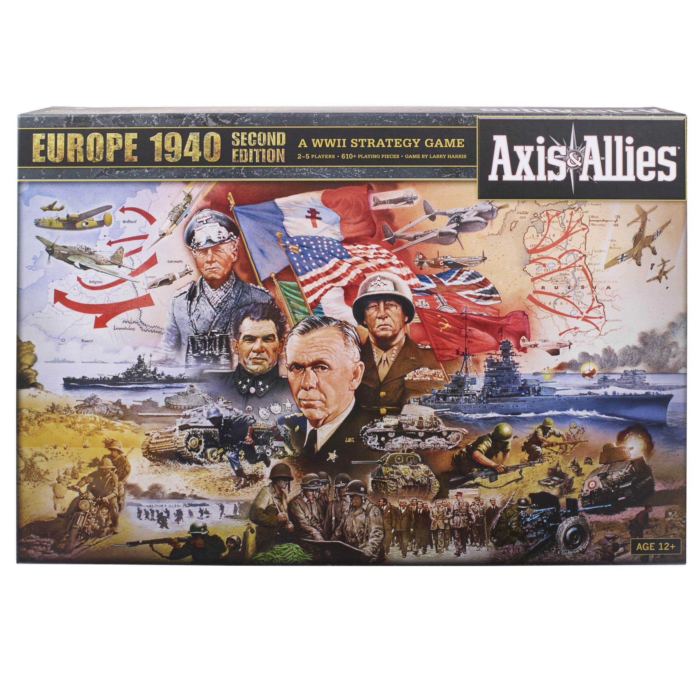 Hasbro Gaming Avalon Hill Axis & Allies Europe 1940 Second Edition WWII Strategy Board Game, with Extra Large Gameboard, Ages 12 and Up, 2-6 Players, Brown