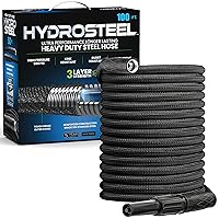 HYDROSTEEL 3x Layer 100 Ft Garden Hose with Nozzle, Water Hose 100Ft, Heavy Duty Stainless Steel Flexible Metal Garden Hose 100 Ft, Lightweight, Easy to Coil, Kink Resistant, 500 PSI AS SEEN ON TV