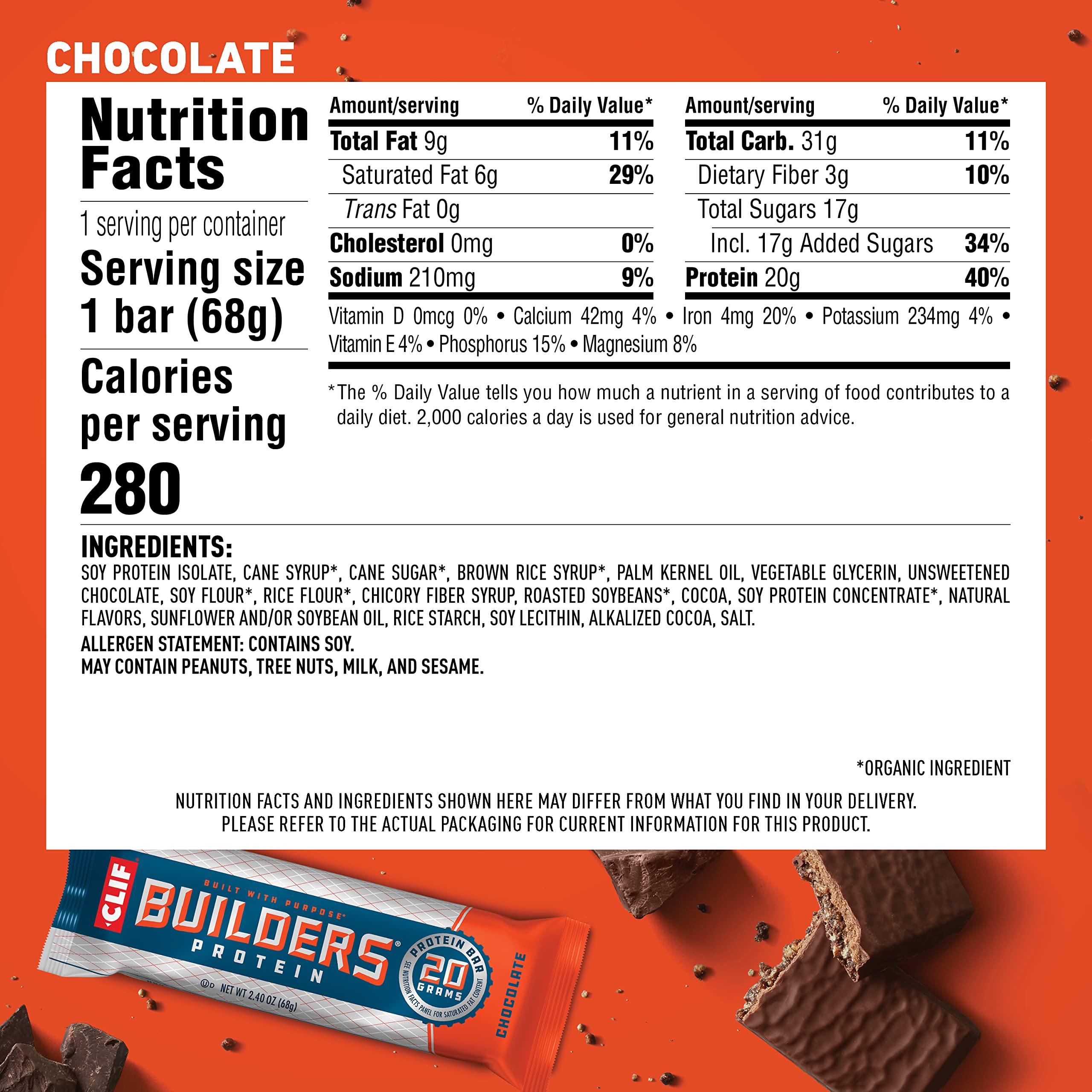 CLIF BUILDERS - Protein Bars - Chocolate - 12 Count + CLIF Builders - Protein Bars - Vanilla - 12 Count