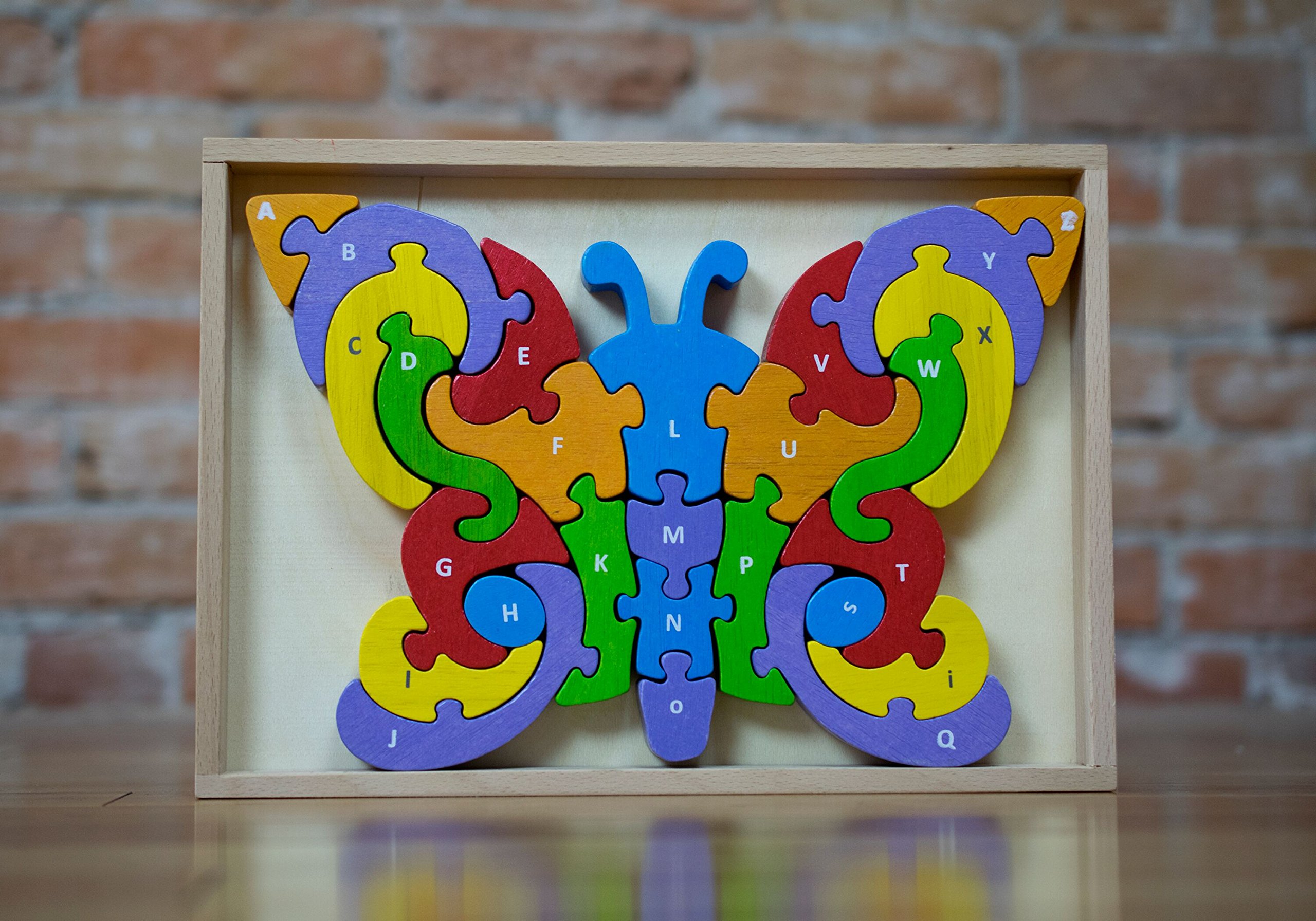BeginAgain Butterfly A to Z Puzzle - Educational Wooden Alphabet Puzzle - Kids 2 and Up