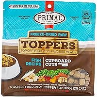 Primal Freeze Dried Raw Dog Food Topper & Cat Food Topper, Cupboard Cuts; Grain Free Meal Mixers with Probiotics, Also Use as Freeze Dried Dog Treats & Cat Treats (Fish, 3.5 oz)