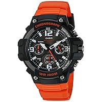Casio Men's 'Heavy Duty Chronograph' Quartz Stainless Steel and Resin Automatic Watch, Color:Orange (Model: MCW-100H-4AVCF)