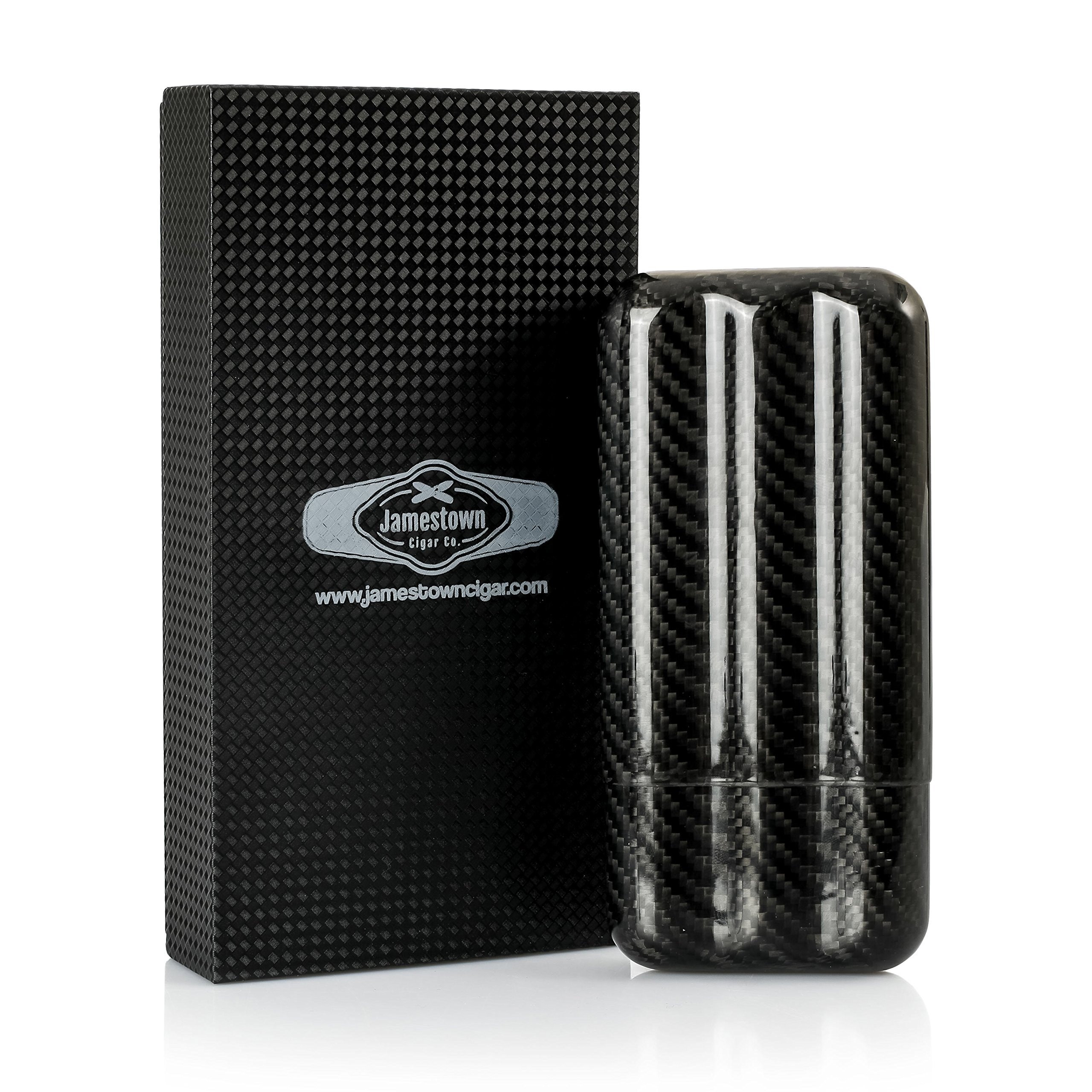 Jamestown Cigar Monte Carlo Carbon Fiber Travel Cigar Case - Premium, Genuine Carbon Fiber Construction - Durable, Sleek and Compact Design - Adjus...