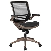 Flash Furniture Warfield Mid-Back Transparent Black Mesh Executive Swivel Office Chair with Melrose Gold Frame and Flip-Up Arms