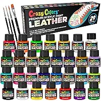 Premium Acrylic Leather and Shoe Paint Kit, 29 Colors, Deglazer, 4-Piece Brush Set - 1 oz Bottles, Opaque, Metallic, Neon - Flexible, Scratch Resistant - Sneakers, Jackets, Bags Purses