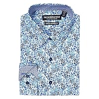 Long Sleeve Wildflower Floral Dress Shirt for Men, Wrinkle Free Men’s Dress Shirt with Performance Fabric