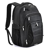 LIGHT FLIGHT Travel Laptop Backpack Men, Water Resistant Laptop Backpack for 17.3 Inch Notebook with USB Charging Hole, Large Computer Backpack for Carry-on Business, Black