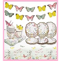 Talking Tables Fairy Party Decorations and Disposable Tableware for 16 Guests | Butterfly Bunting, Tablecloth, Cups, Plates and Napkins | for Kids Birthday, Mother's Day, Afternoon Tea, Baby Shower