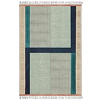 Collection Geometric Rug - 2x3 Area Rug Blue Cotton Dhurrie Kilim Rug Indoor Outdoor Use Carpet Flatweave Rug High Traffic Area in Bedroom Dining Room Living Room