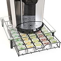 Deco Brothers Crystal Tempered Glass K-Cup Holder Drawer for 30 Coffee Pods Storage, Black