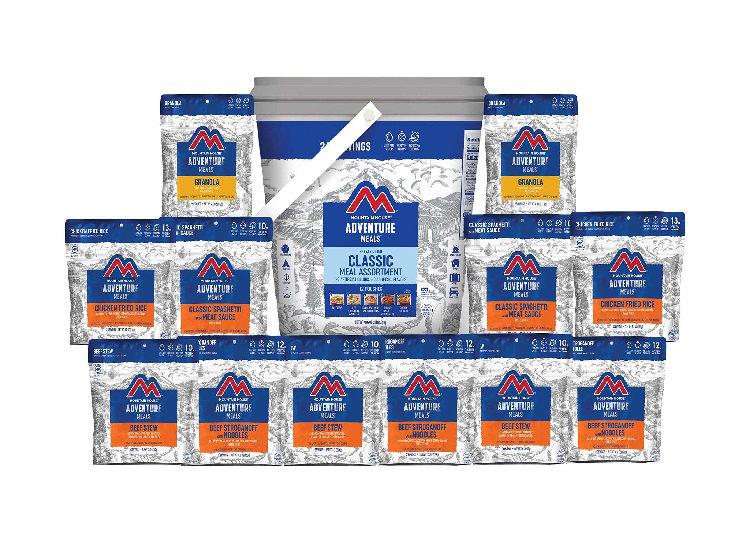 Mountain House Classic Bucket | Freeze Dried Backpacking & Camping Food | 24 Servings