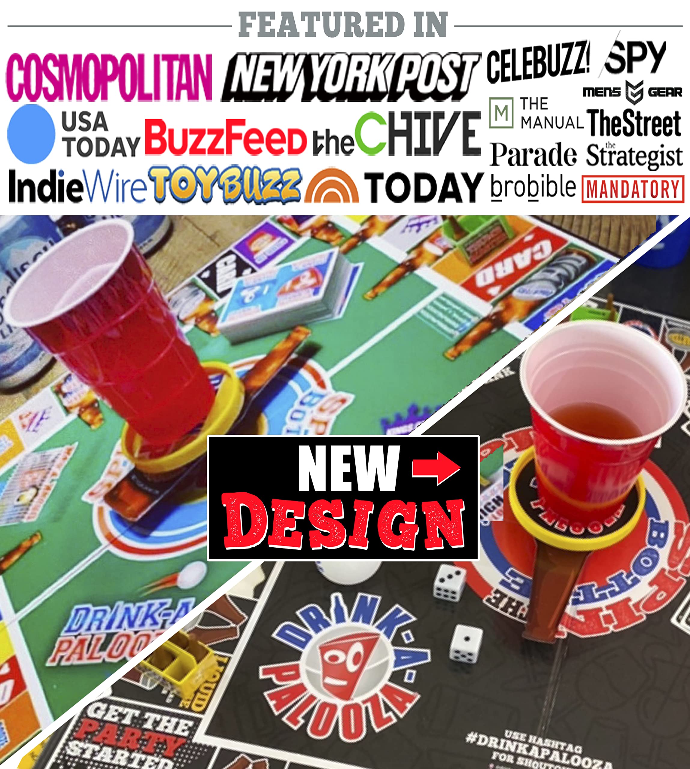 DRINK-A-PALOOZA Board Game: Fun Drinking Games for Couples Game Night | The Drinking Board Game for Parties That Combines Beer Pong + Flip Cup + Kings Cup Card Game and All The Best Drinking Games