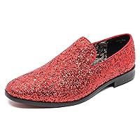 Men's Fashion Smoking Sparkly Glitter Sequin Dress Tuxedo Loafers Slip On Shoes SM-04
