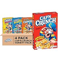 Quaker Cap'n Crunch Breakfast Cereal, 4 Flavor Variety Pack, (4 Pack)